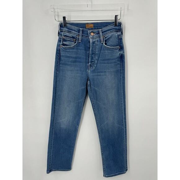 Mother Cotton Blue The Tomcat High Rise Layover Straight Leg Jeans B1828 - Picture 3 of 7